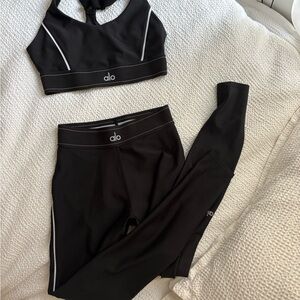 Alo Black Sports Bra and Leggings Set